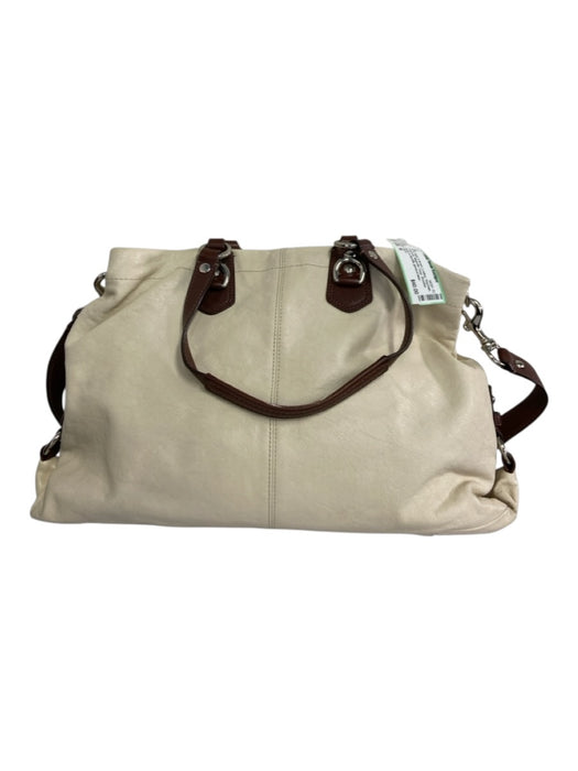 Coach Beige & Brown Leather Keychain Crossbody Magnetic Close Shoulder Bag Beige & Brown / M