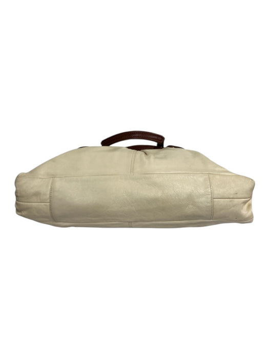 Coach Beige & Brown Leather Keychain Crossbody Magnetic Close Shoulder Bag Beige & Brown / M