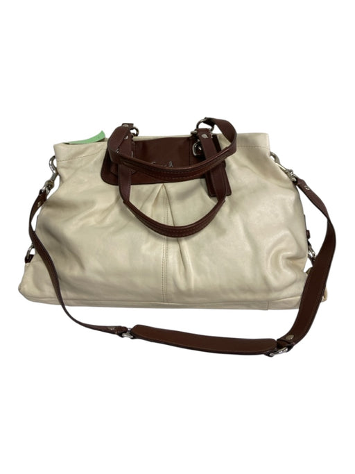 Coach Beige & Brown Leather Keychain Crossbody Magnetic Close Shoulder Bag Beige & Brown / M