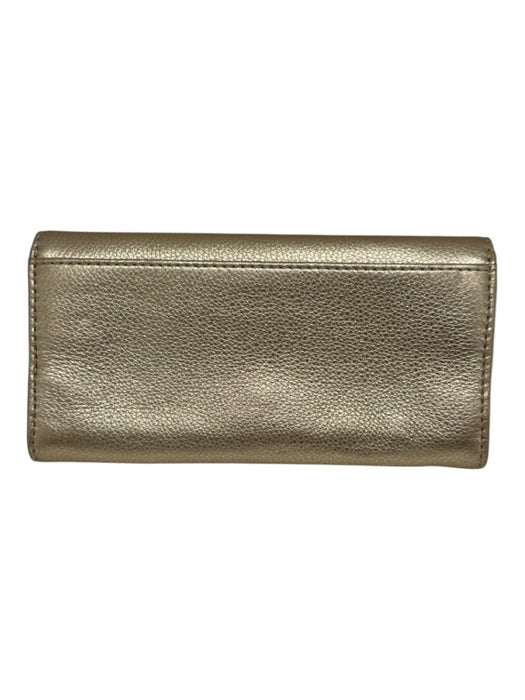 Michael Kors Gold Leather Logo Snap Closure Clutch Wallets Gold
