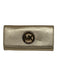 Michael Kors Gold Leather Logo Snap Closure Clutch Wallets Gold