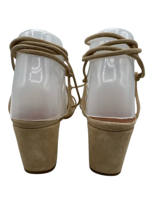 Alohas Shoe Size 39 Beige Suede Square Toe Strappy Ankle Strap Sandals Beige / 39