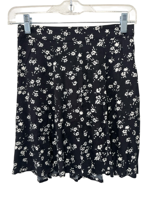Reformation Size 0 Black & White Viscose Blend Floral Back Zip Mini Skirt Black & White / 0