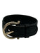 Salvatore Ferragamo Black Leather Croc Gold Buckle Case Bracelet Black