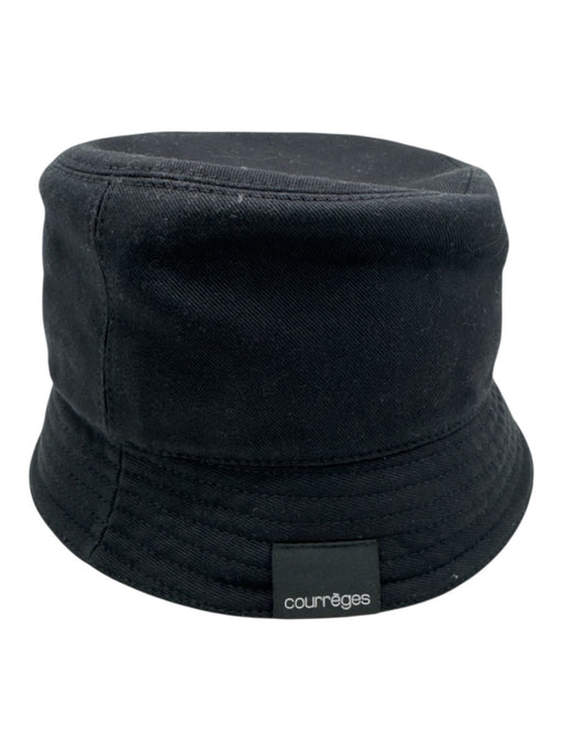Courreges Black Cotton Logo Stitch Detail Bucket Hat Black / S