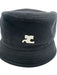 Courreges Black Cotton Logo Stitch Detail Bucket Hat Black / S