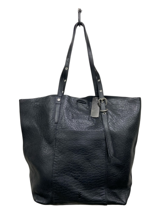 Frye Black Leather Magnetic Closure Tote Bag Black