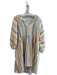 Sundry Size Small Beige & Multi Cotton V Neck Striped Long Wide Sleeves Dress Beige & Multi / Small