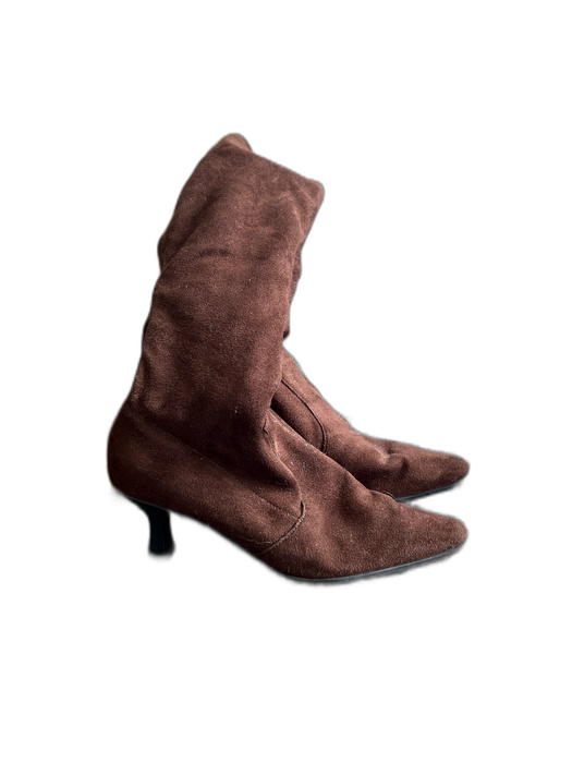 Vaneli Shoe Size 6 Brown Microsuede Pointed Toe Kitten Heel Knee High Boots Brown / 6