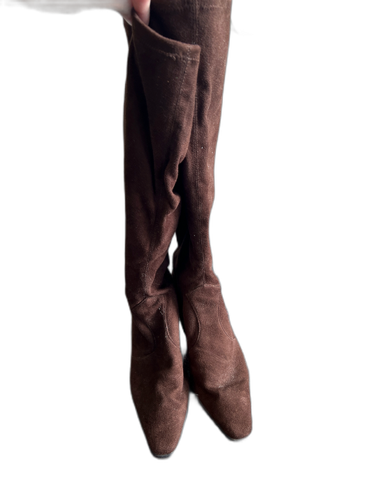 Vaneli Shoe Size 6 Brown Microsuede Pointed Toe Kitten Heel Knee High Boots Brown / 6