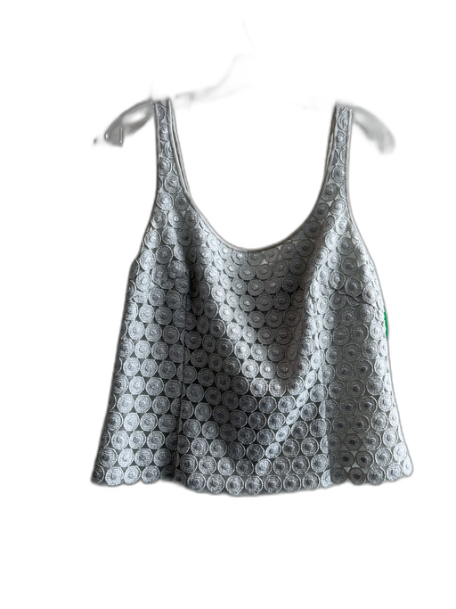 Carmen Marc Valvo Size 10 Silver Rayon Blend Sleeveless Back Zip Circles Top Silver / 10
