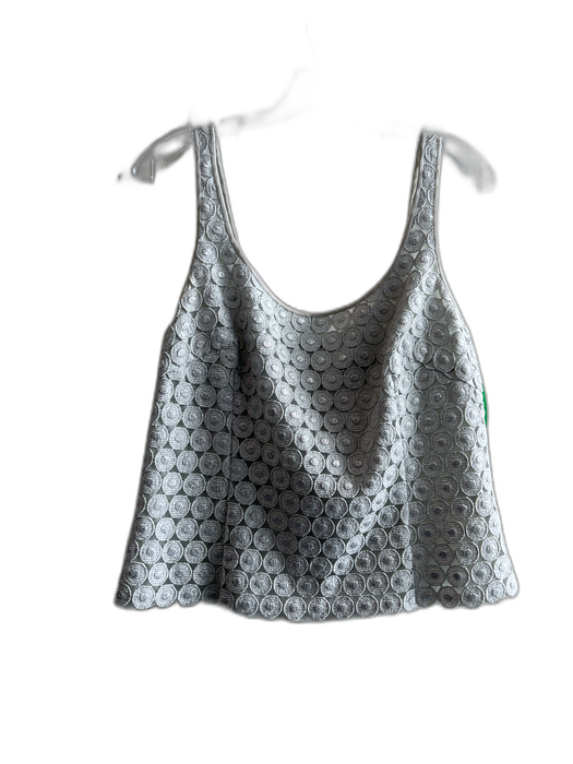 Carmen Marc Valvo Size 10 Silver Rayon Blend Sleeveless Back Zip Circles Top Silver / 10