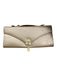 St John Champagne Satin Pearl Detail Rhinestone Detail Magnetic Closure Clutch Champagne