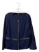 St John Size 14 Navy Wool Blend Round Neck Gold Hardware Front Zip Jacket Navy / 14