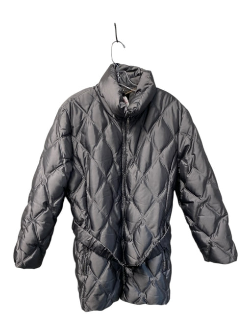 St John Size XL Gray Polyester Quilted Front Zip Belted Jacket Gray / XL