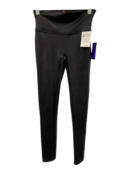 Spanx Size S Black Elastane Blend Wide Waist Band Shimmer Leggings Black / S