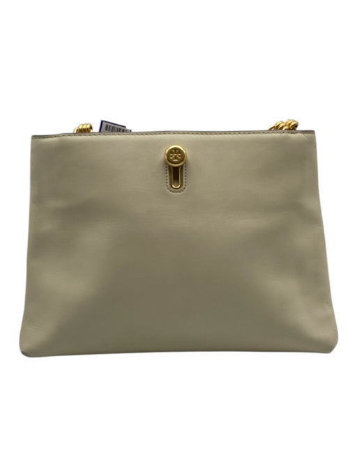 Tory Burch Cream White Leather Gold Tone Hardware Crossbody Chain Bag Cream White / Small