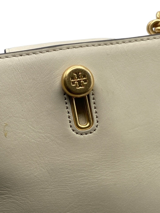 Tory Burch Cream White Leather Gold Tone Hardware Crossbody Chain Bag Cream White / Small