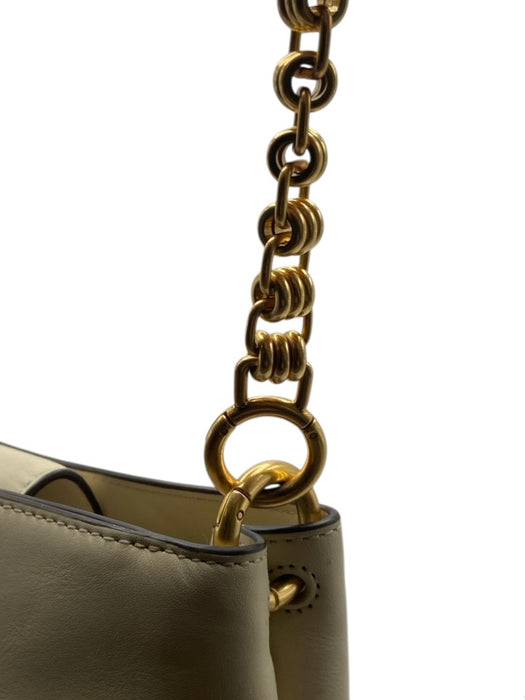 Tory Burch Cream White Leather Gold Tone Hardware Crossbody Chain Bag Cream White / Small