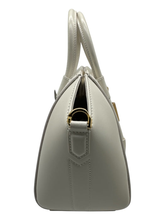 Givenchy White & Gold Calfskin Leather 2 Handles Gold Hardware Crossbody Bag White & Gold / XS