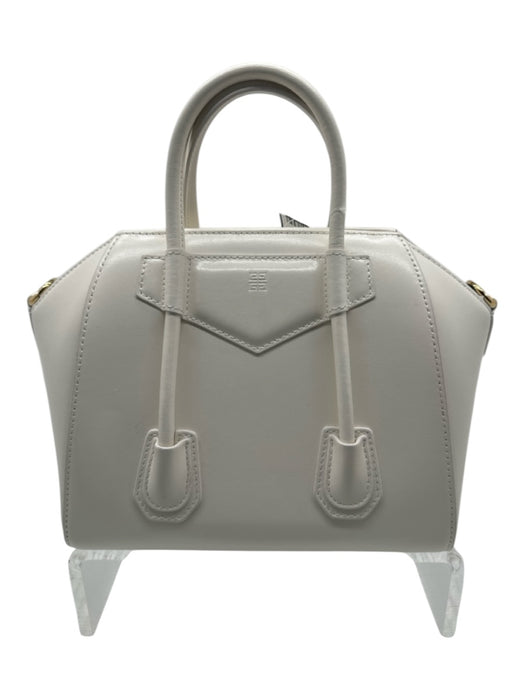 Givenchy White & Gold Calfskin Leather 2 Handles Gold Hardware Crossbody Bag White & Gold / XS