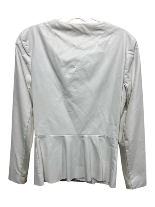 W118 Size XS White Viscose Blend Asymmetric Zipper Zip Detail Moto Jacket White / XS