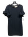 Sail To Sable Size 4 Black Polyester Back Zip Darted Ruffle Cap Sleeve Dress Black / 4