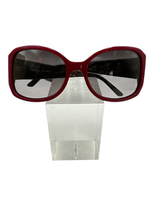 Judith Leiber Red & Black Acetate Rhinestone Detail Gradient Lens Sunglasses Red & Black