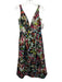 ML Monique Lhuillier Size 4 Black & Multi Polyester Abstract Floral V Neck Dress Black & Multi / 4