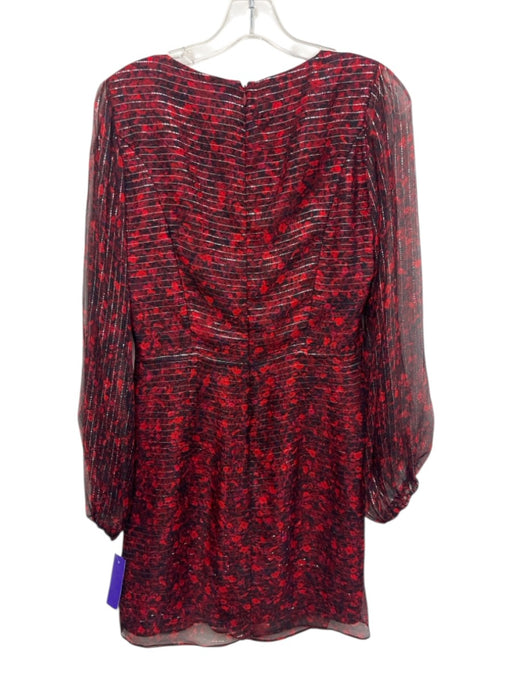 Parker Black Size 4 Red & Black Silk Blend Metallic Thread Abstract Floral Dress Red & Black / 4