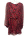 Parker Black Size 4 Red & Black Silk Blend Metallic Thread Abstract Floral Dress Red & Black / 4