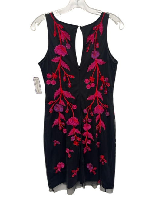 Aidan Mattox Size 6 Black, Red & Pink Polyester Sleeveless Mesh Overlay Dress Black, Red & Pink / 6