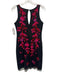 Aidan Mattox Size 6 Black, Red & Pink Polyester Sleeveless Mesh Overlay Dress Black, Red & Pink / 6
