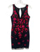 Aidan Mattox Size 6 Black, Red & Pink Polyester Sleeveless Mesh Overlay Dress Black, Red & Pink / 6