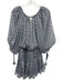 Misa Size S White, Blue & Black Polyester Geometric Off Shoulder Gathered Dress White, Blue & Black / S