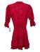 Temptation Positano Size S Red Cotton 1/2 Balloon Sleeve V Neck Dress Red / S
