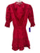 Temptation Positano Size S Red Cotton 1/2 Balloon Sleeve V Neck Dress Red / S