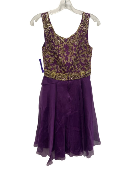 Marchesa Notte Size 6 Purple & Gold Silk Embroidered Beaded & Sequined Dress Purple & Gold / 6