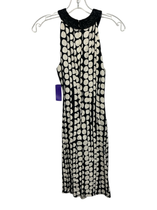 Carmen Marc Valvo Size 4 White & Black Rayon Blend Polka Dots Sleeveless Dress White & Black / 4