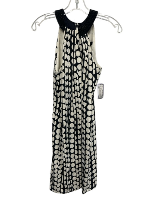 Carmen Marc Valvo Size 4 White & Black Rayon Blend Polka Dots Sleeveless Dress White & Black / 4