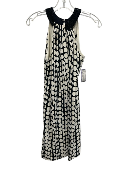 Carmen Marc Valvo Size 4 White & Black Rayon Blend Polka Dots Sleeveless Dress White & Black / 4