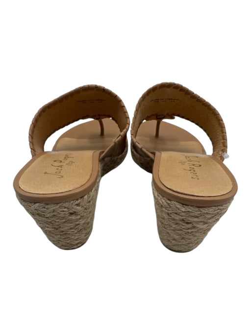 Jack Rogers Shoe Size 9 Beige Leather Upper Thong Whipstitch Wedge Mule Sandals Beige / 9