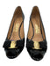 Salvatore Ferragamo Shoe Size 9 Black & Gold Tone Leather Upper Patent Pumps Black & Gold Tone / 9