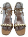 Aquazzura Shoe Size 39 Beige & White Leather Upper Faux Pearl Wrap Ankle Sandals Beige & White / 39