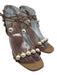 Aquazzura Shoe Size 39 Beige & White Leather Upper Faux Pearl Wrap Ankle Sandals Beige & White / 39