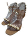 Aquazzura Shoe Size 39 Beige & White Leather Upper Faux Pearl Wrap Ankle Sandals Beige & White / 39