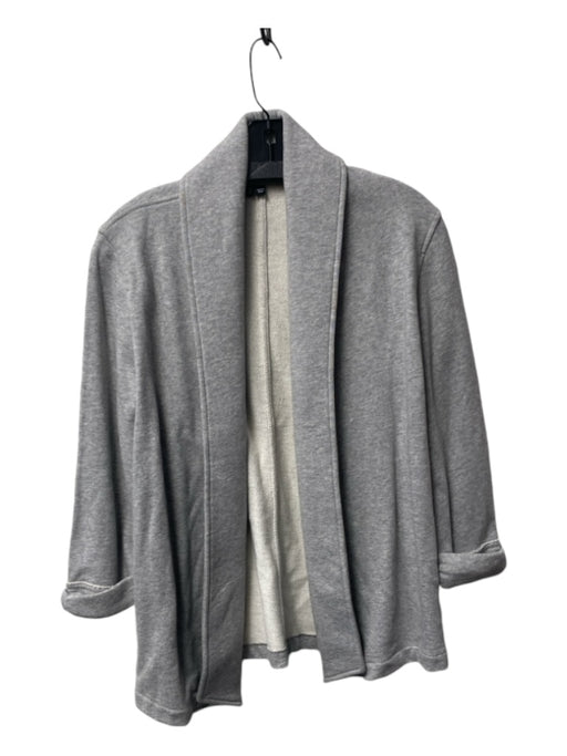 Theory Size Medium Gray Cotton Long Sleeve Open Front Folded Collar Jacket Gray / Medium