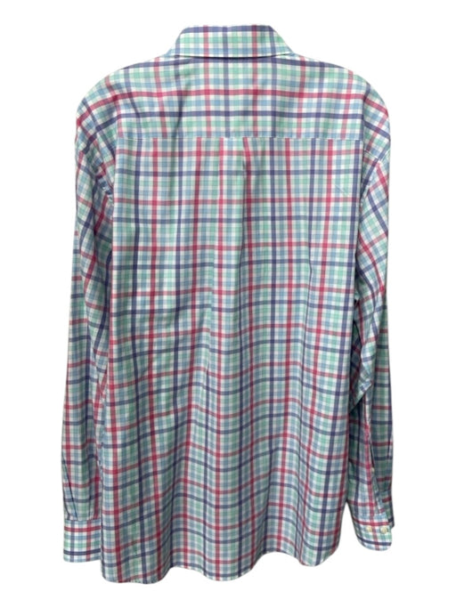 Peter Millar Size XL Green & Red Cotton Blend Plaid Men's Long Sleeve Shirt XL