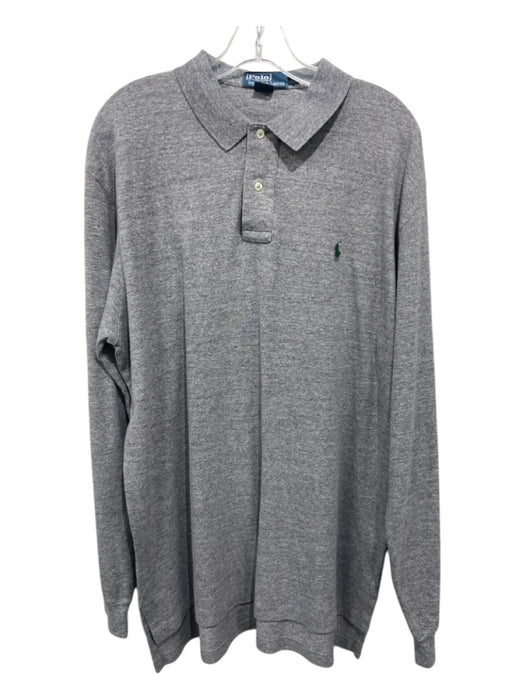 Polo Size XL Gray Cotton Solid Polo Men's Long Sleeve Shirt XL