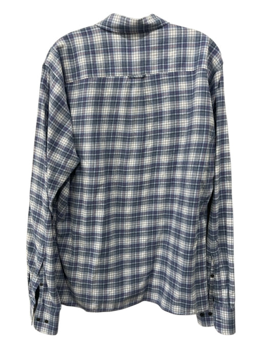 Peter Millar Size L Blue & White Cotton Plaid Flannel Men's Long Sleeve Shirt L